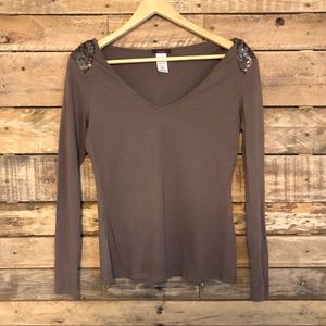 Mark. Light Brown Shirt w/ Sequin Shoulder Pads